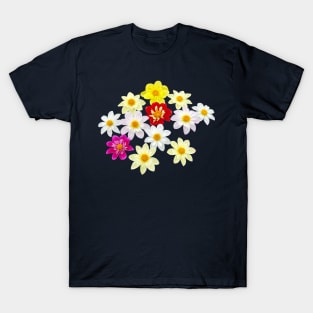 Collarette Dahlias Floral Photo Cutout T-Shirt